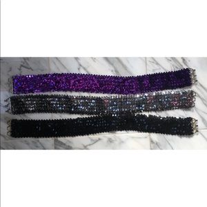 SILVER, PURPLE& BLACK SEQUINS BELTS